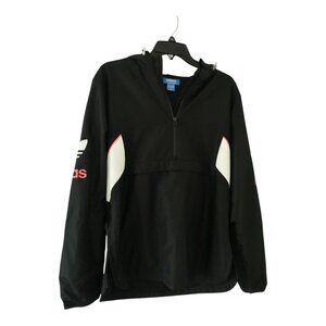 Men Women Black Hooded Windbreaker M